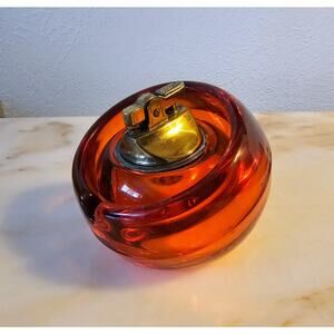 Viking Persimmon Orb Ashtray with Lighter Wow Free Domestic Shipping